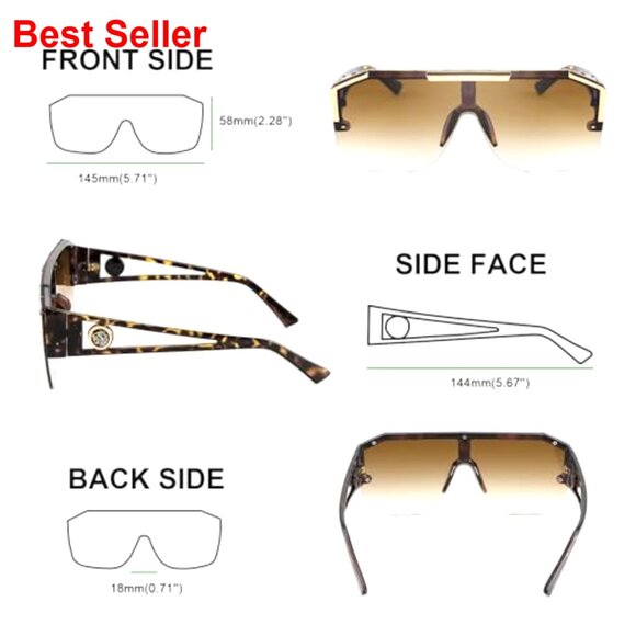 Square Oversized Shield Sunglasses with UV400 Shatterproof Lens main image 4